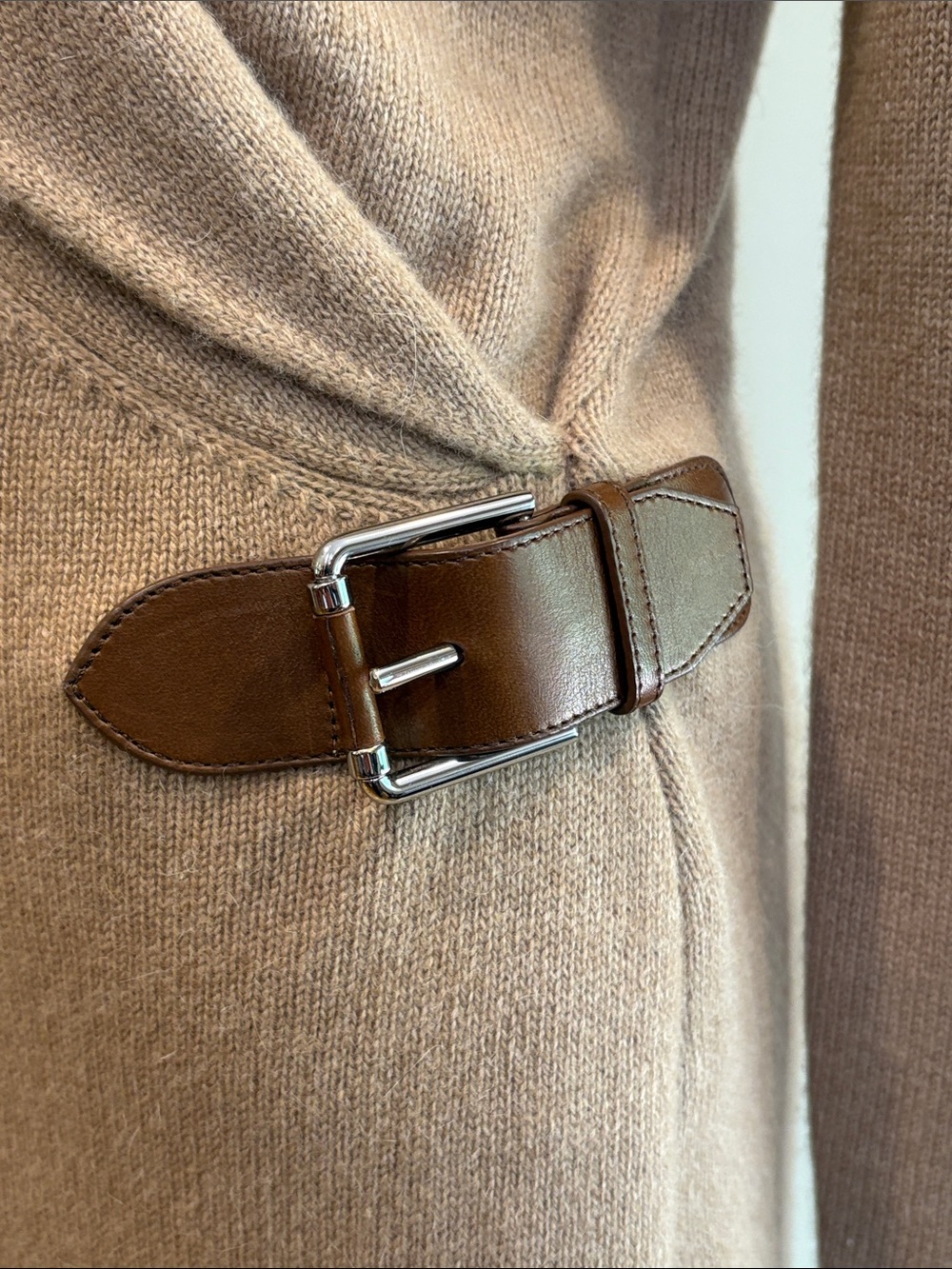 Ralph Lauren Camel Wrap-Style Long Sleeve Knit Dress - Picture 6 of 14